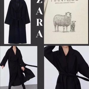 ZARA Manteco Wool Belted  Wrap Coat